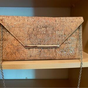 Cork finish embossed envelope bag